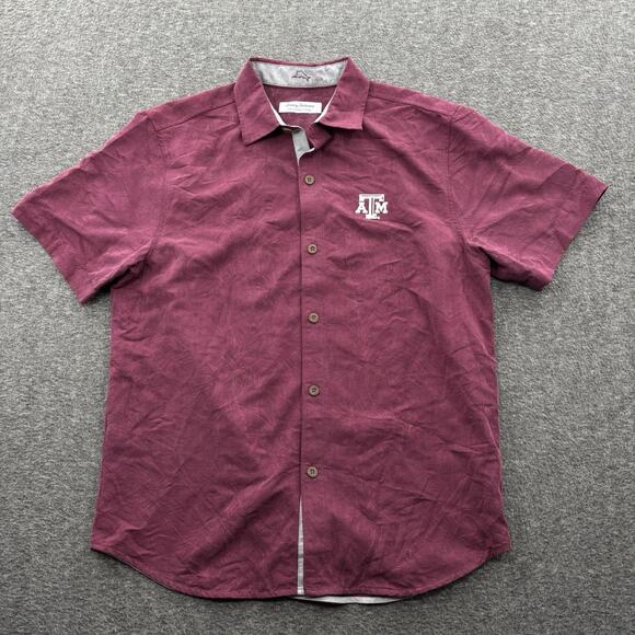 Tommy Bahama Coconut Point Shirt Medium Hawaiian Button Up Aggies A&M EUC - Picture 1 of 6